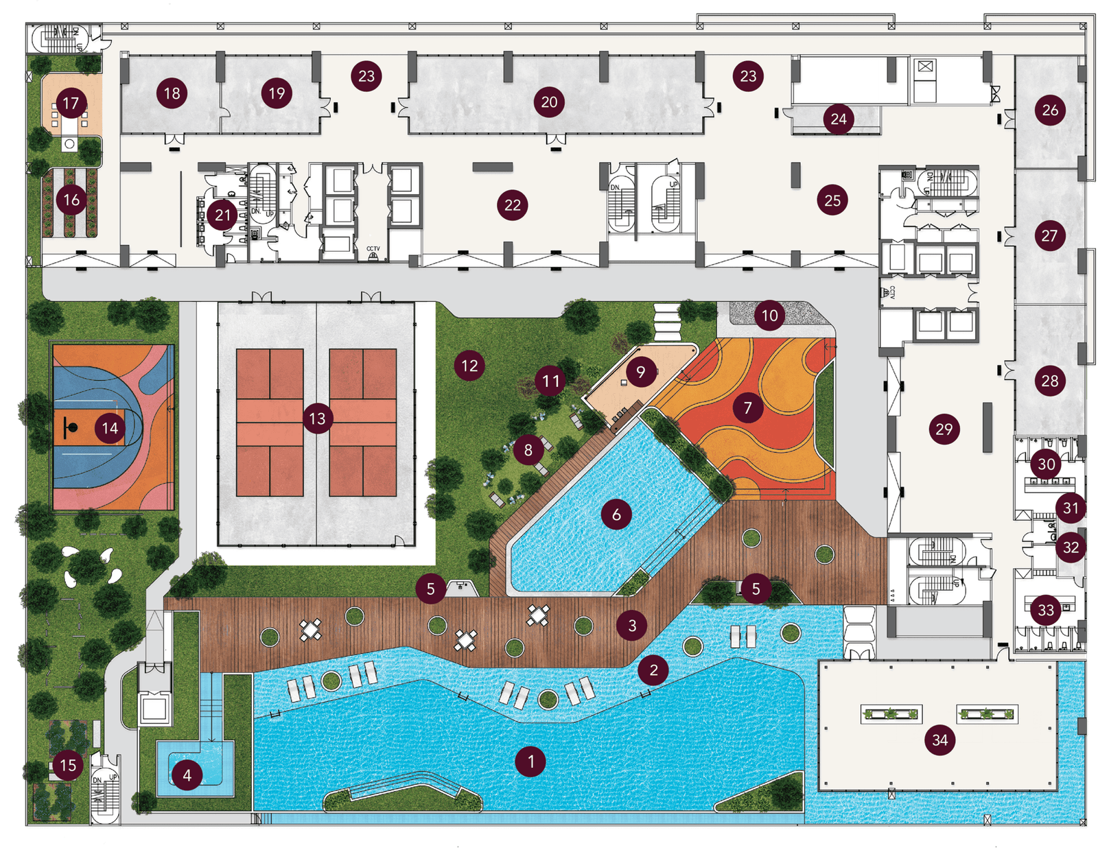 Site plan of the Level 7 (Podium) facilities
