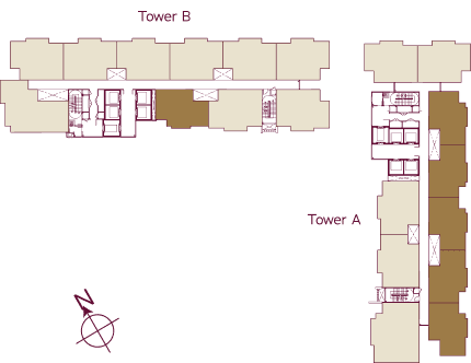 Location of Type A units within Towers A and B